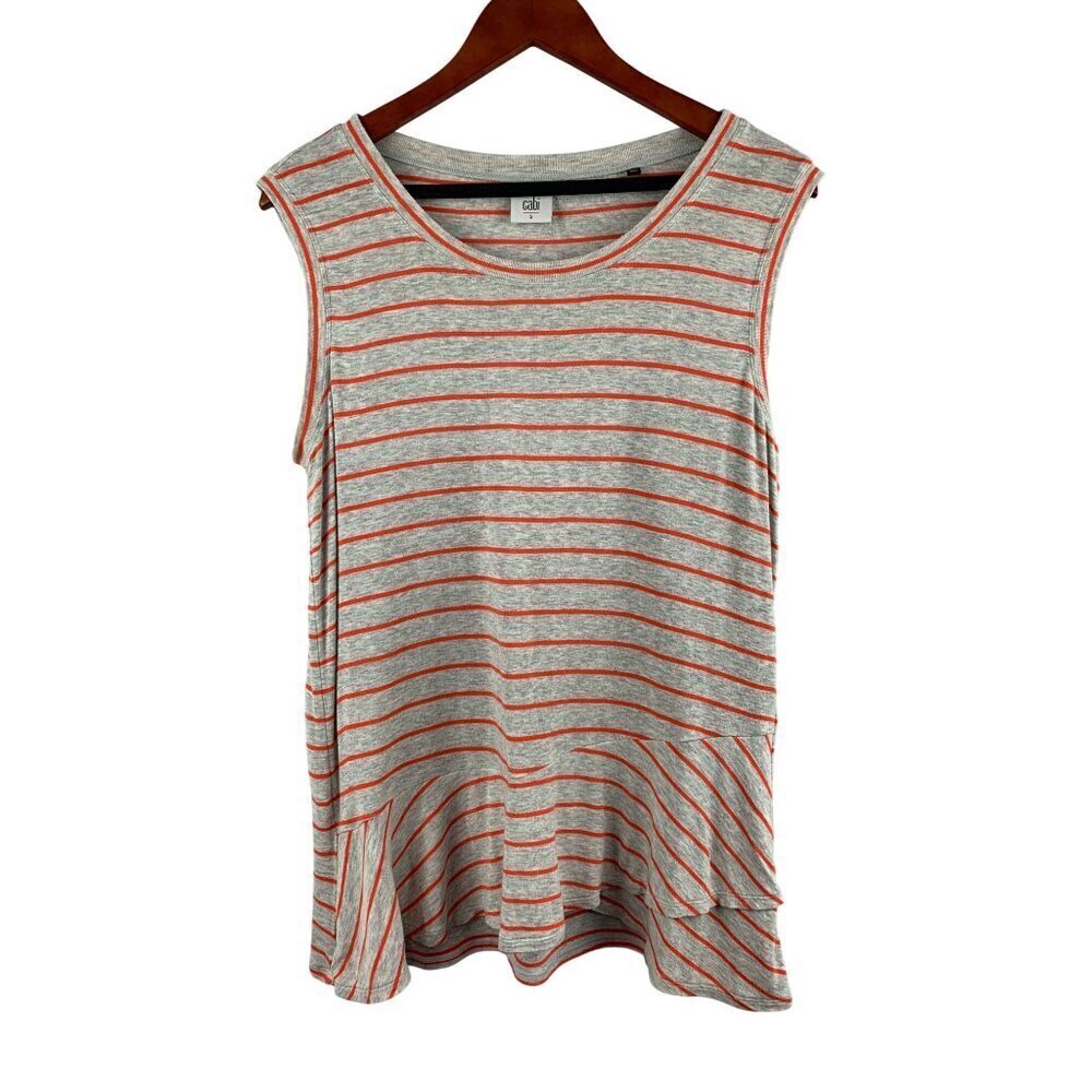 Cabi Womens Sleeveless Striped Tank Top S Red/Gray
